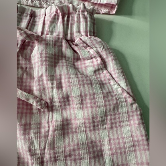 Pink Plaid Bow Front Two-Piece Shorts Set - Picture 8 of 13